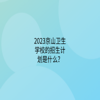 2023京山卫生学校的招生计划是什么？