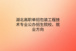 湖北高职单招包装工程技术专业公办招生院校、就业方向