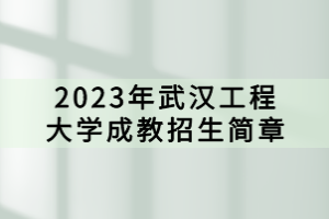 2023年武汉工程大学成教招生简章
