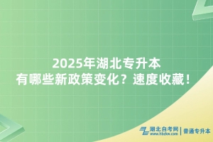 2025年湖北专升本有哪些新政策变化？速度收藏！