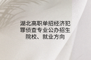 湖北高职单招经济犯罪侦查专业公办招生院校、就业方向