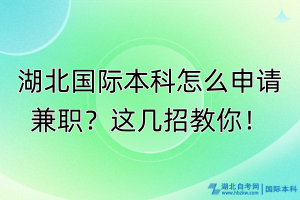 湖北国际本科怎么申请兼职？这几招教你！