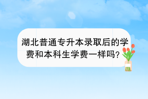 湖北普通专升本录取后的学费和本科生学费一样吗？