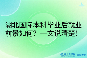 湖北国际本科毕业后就业前景如何？一文说清楚！