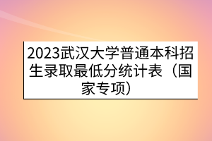 2023武汉大学普通本科招生录取最低分统计表（国家专项）