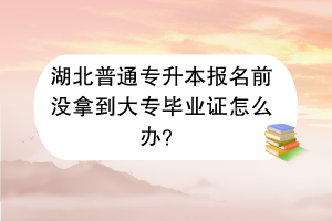 湖北普通专升本报名前没拿到大专毕业证怎么办？