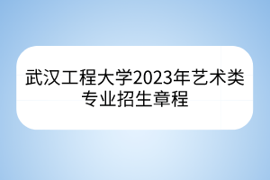 武汉工程大学2023年艺术类专业招生章程