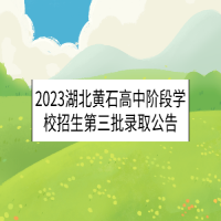 2023湖北黄石高中阶段学校招生第三批录取公告