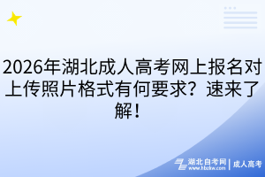 2026年湖北成人高考网上报名对上传照片格式有何要求？速来了解！