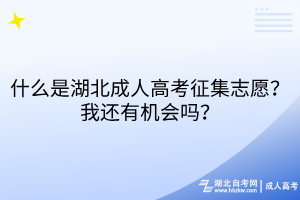 什么是湖北成人高考征集志愿？我还有机会吗？