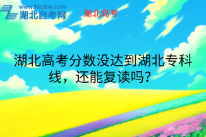 湖北高考分数没达到湖北专科线，还能复读吗？