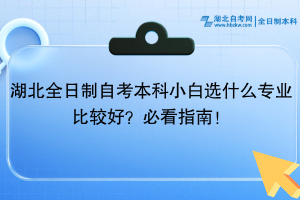 湖北全日制自考本科小白选什么专业比较好？必看指南！