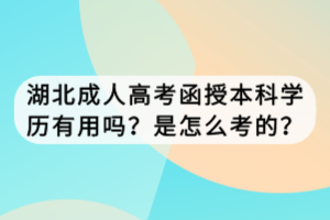 湖北成人高考函授本科学历有用吗？是怎么考的？