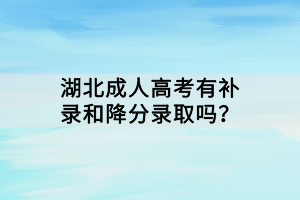 湖北成人高考有补录和降分录取吗？