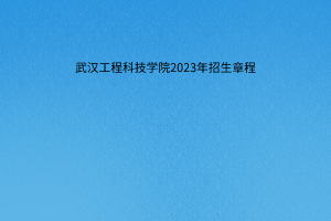 武汉工程科技学院2023年招生章程