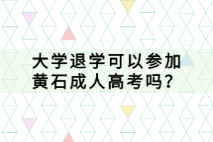 大学退学可以参加黄石成人高考吗？