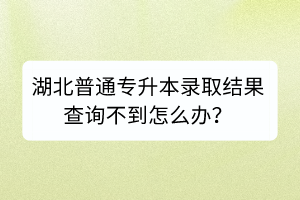 湖北普通专升本录取结果查询不到怎么办？