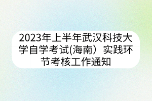 2023年上半年武汉科技大学自学考试(海南）实践环节考核工作通知