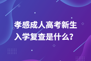 孝感成人高考新生入学复查是什么？