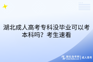湖北成人高考专科没毕业可以考本科吗？考生速看