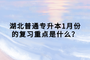 湖北普通专升本1月份的复习重点是什么？