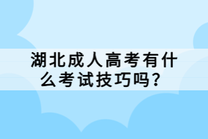 湖北成人高考有什么考试技巧吗？