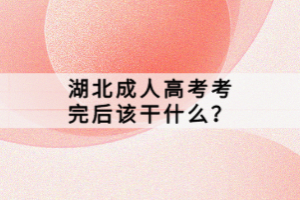 湖北成人高考考完后该干什么？