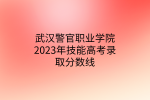 武汉警官职业学院2023年技能高考录取分数线