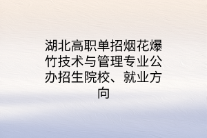 湖北高职单招烟花爆竹技术与管理专业公办招生院校、就业方向