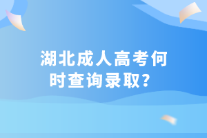 湖北成人高考何时查询录取？