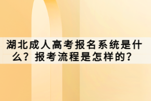 湖北成人高考报名系统是什么？报考流程是怎样的？