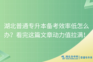 湖北普通专升本备考效率低怎么办？看完这篇文章动力值拉满！