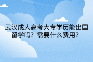 武汉成人高考大专学历能出国留学吗？需要什么费用？