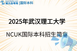 2025年武汉理工大学NCUK国际本科项目招生简章