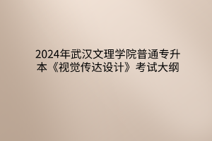 2024年武汉文理学院普通专升本《视觉传达设计》考试大纲
