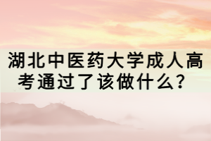 湖北中医药大学成人高考通过了该做什么？