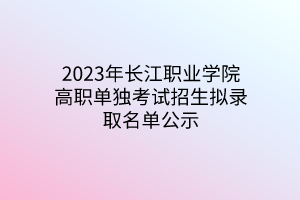 2023年长江职业学院高职单独考试招生拟录取名单公示