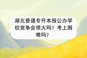 湖北普通专升本报公办学校竞争会很大吗？考上困难吗？