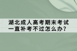 湖北成人高考期末考试一直补考不过怎么办？