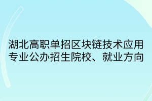 湖北高职单招区块链技术应用专业公办招生院校、就业方向