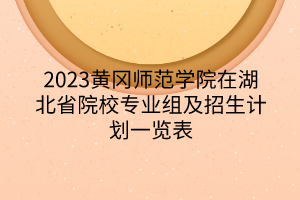 2023黄冈师范学院在湖北省院校专业组及招生计划一览表