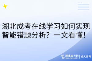 湖北成考在线学习如何实现智能错题分析？一文看懂！
