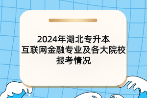 2024年湖北专升本互联网金融专业及各大院校报考情况