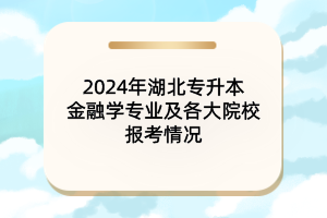 2024年湖北专升本金融学专业及各大院校报考情况