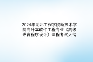 2024年湖北工程学院新技术学院专升本软件工程专业《高级语言程序设计》课程考试大纲