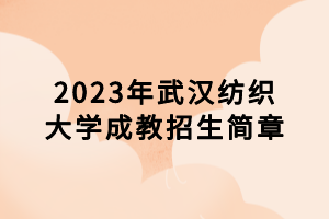 2023年武汉纺织大学成教招生简章