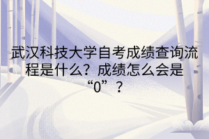 武汉科技大学自考成绩查询流程是什么？成绩怎么会是“0”？