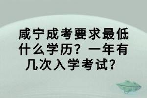 咸宁成考要求最低什么学历？一年有几次入学考试？