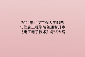 2024年武汉工程大学邮电与信息工程学院普通专升本《电工电子技术》考试大纲