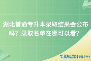 湖北普通专升本录取结果会公布吗？录取名单在哪可以看？